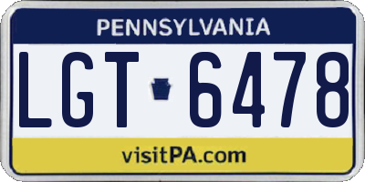 PA license plate LGT6478
