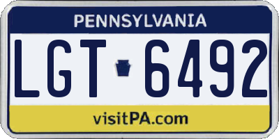 PA license plate LGT6492