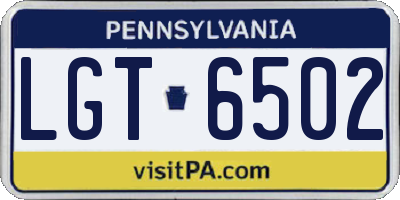 PA license plate LGT6502