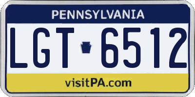 PA license plate LGT6512