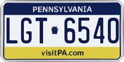 PA license plate LGT6540