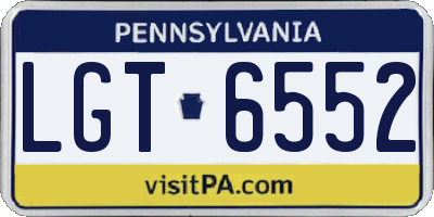 PA license plate LGT6552
