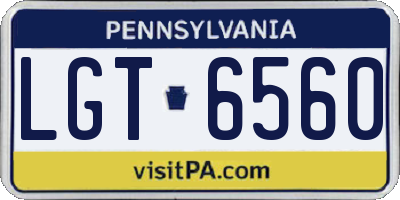 PA license plate LGT6560