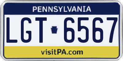 PA license plate LGT6567