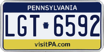 PA license plate LGT6592