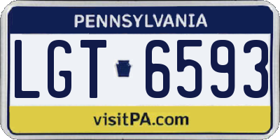 PA license plate LGT6593