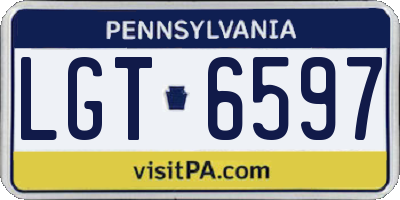 PA license plate LGT6597