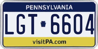 PA license plate LGT6604