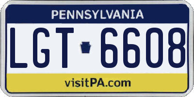 PA license plate LGT6608