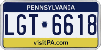 PA license plate LGT6618