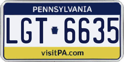 PA license plate LGT6635