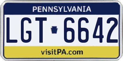 PA license plate LGT6642