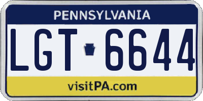 PA license plate LGT6644