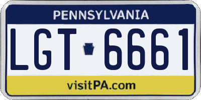 PA license plate LGT6661
