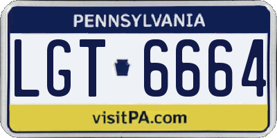 PA license plate LGT6664