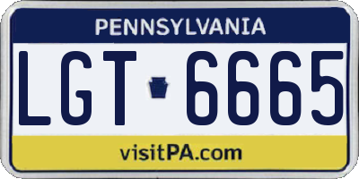 PA license plate LGT6665