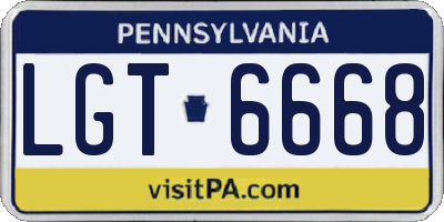 PA license plate LGT6668
