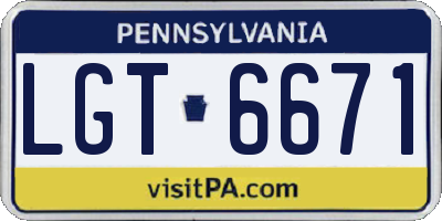 PA license plate LGT6671