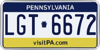 PA license plate LGT6672