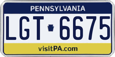 PA license plate LGT6675