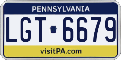 PA license plate LGT6679