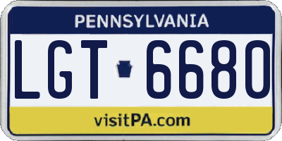 PA license plate LGT6680