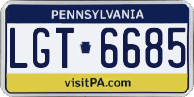 PA license plate LGT6685