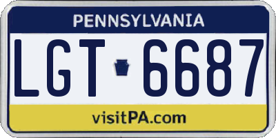 PA license plate LGT6687