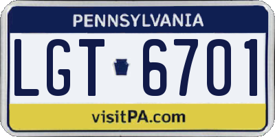 PA license plate LGT6701