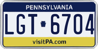 PA license plate LGT6704