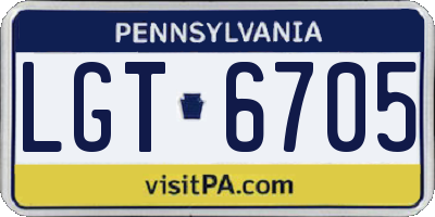 PA license plate LGT6705