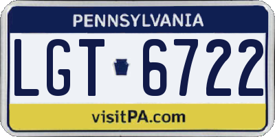 PA license plate LGT6722