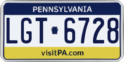 PA license plate LGT6728