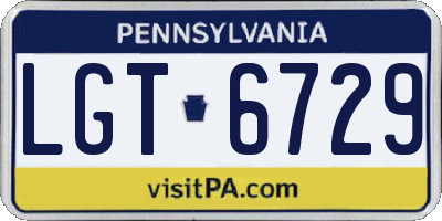 PA license plate LGT6729
