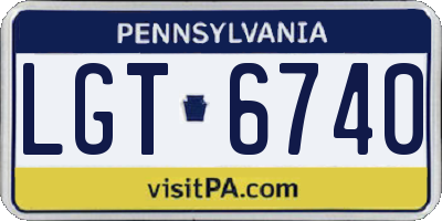 PA license plate LGT6740