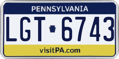 PA license plate LGT6743