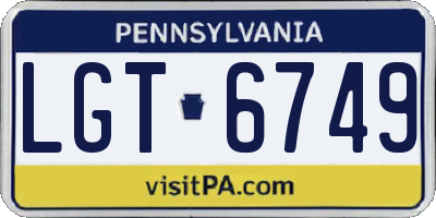 PA license plate LGT6749