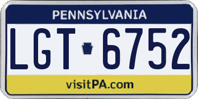 PA license plate LGT6752