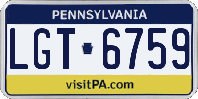 PA license plate LGT6759