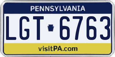 PA license plate LGT6763