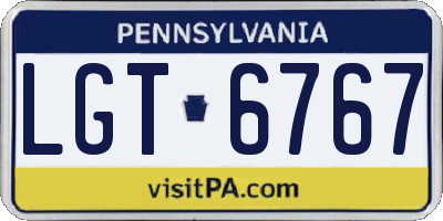 PA license plate LGT6767