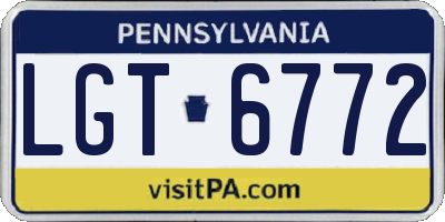 PA license plate LGT6772