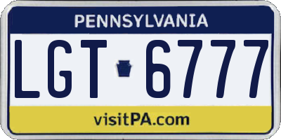 PA license plate LGT6777