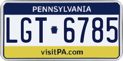 PA license plate LGT6785