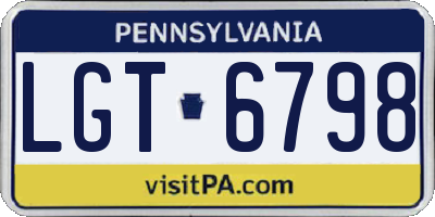 PA license plate LGT6798
