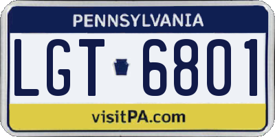 PA license plate LGT6801