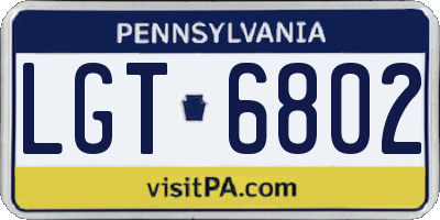 PA license plate LGT6802