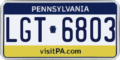 PA license plate LGT6803