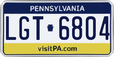 PA license plate LGT6804