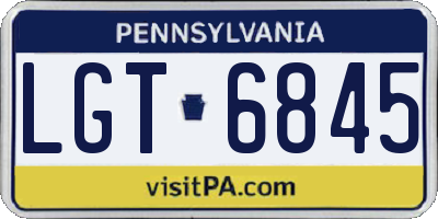 PA license plate LGT6845
